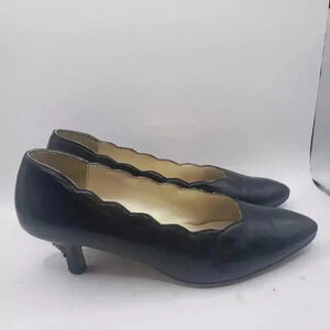 Pierre‎ Michel Black Leather Heels Size 5.5 B US Excellent Condition